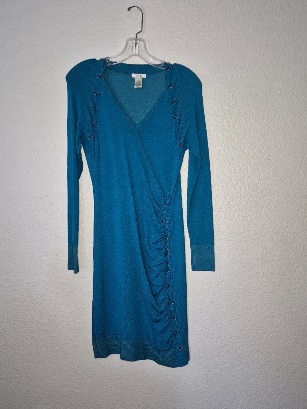 Cache Womens Blue Long Sleeve Dress Size: Medium